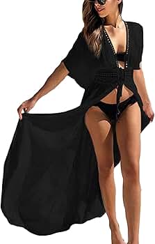 Women Swimsuit Cover Up Open Front Long Beach Kimono